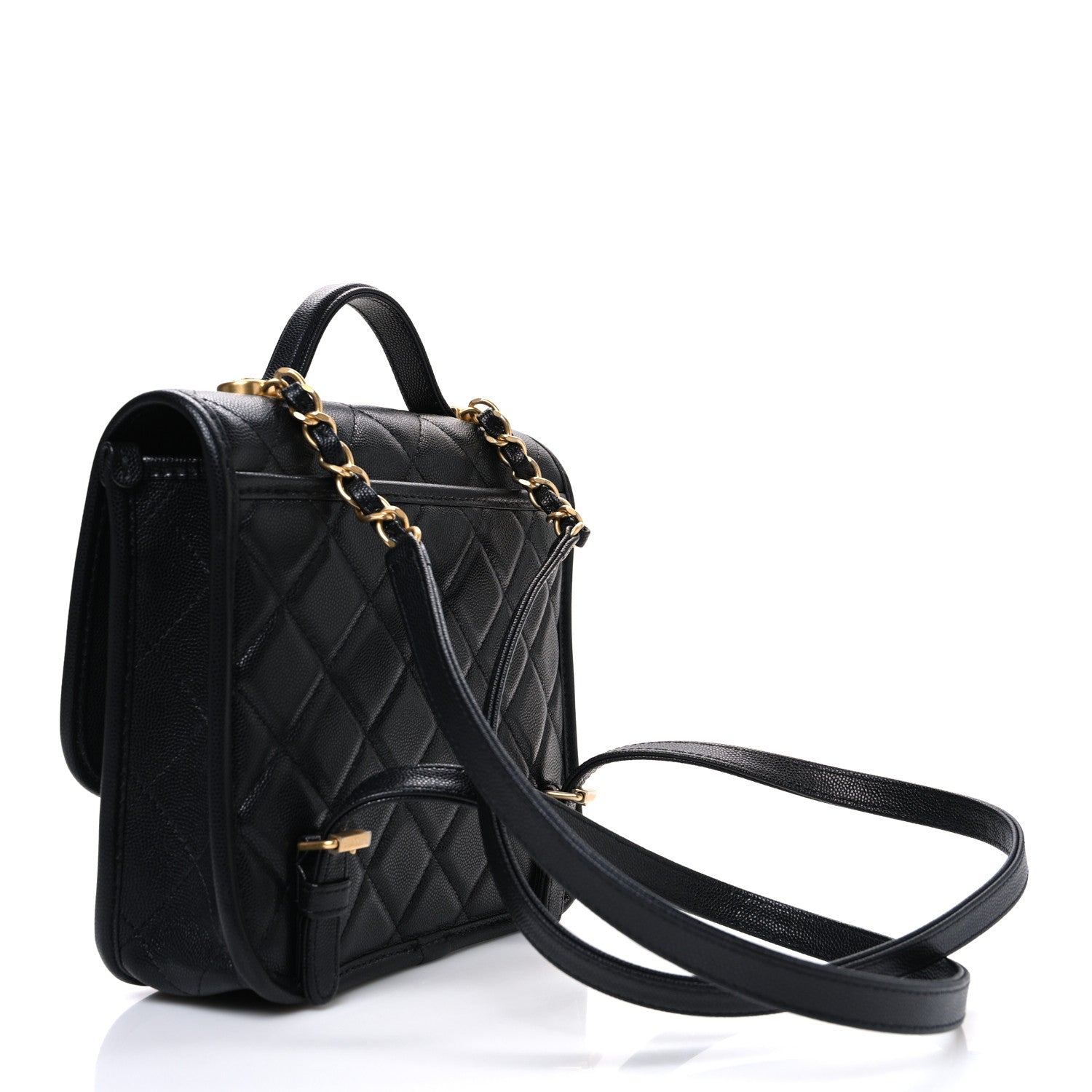 Chanel Caviar Quilted Small School Memory Top Handle Flap Black 3 of 10
