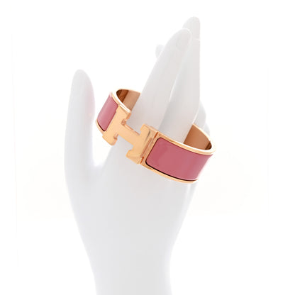 Hermes Enamel Wide Clic Clac H Bracelet PM Rose Velours 2 of 5