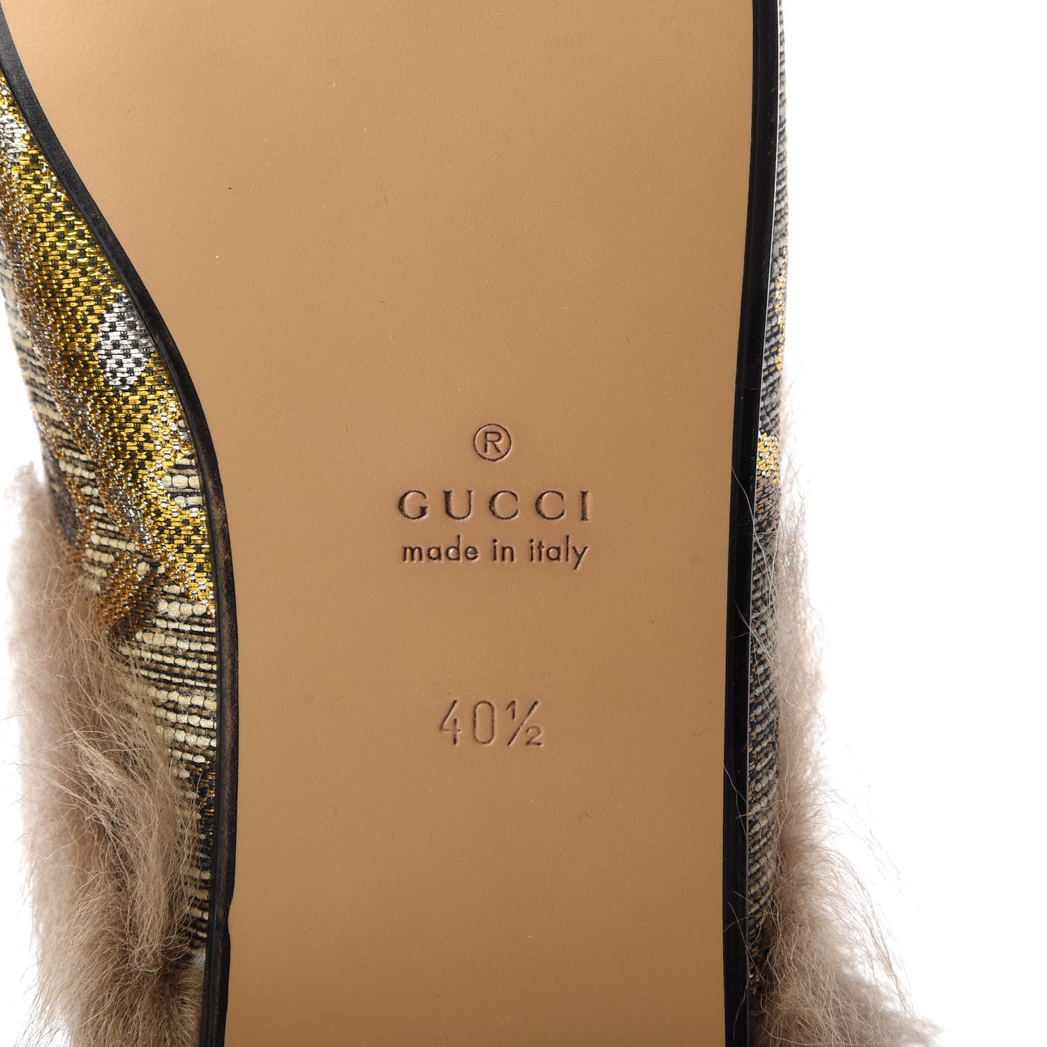 Gucci Brocade Fur Womens Princetown Slippers 40.5 Brown 8 of 9