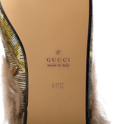 Gucci Brocade Fur Womens Princetown Slippers 40.5 Brown 8 of 9