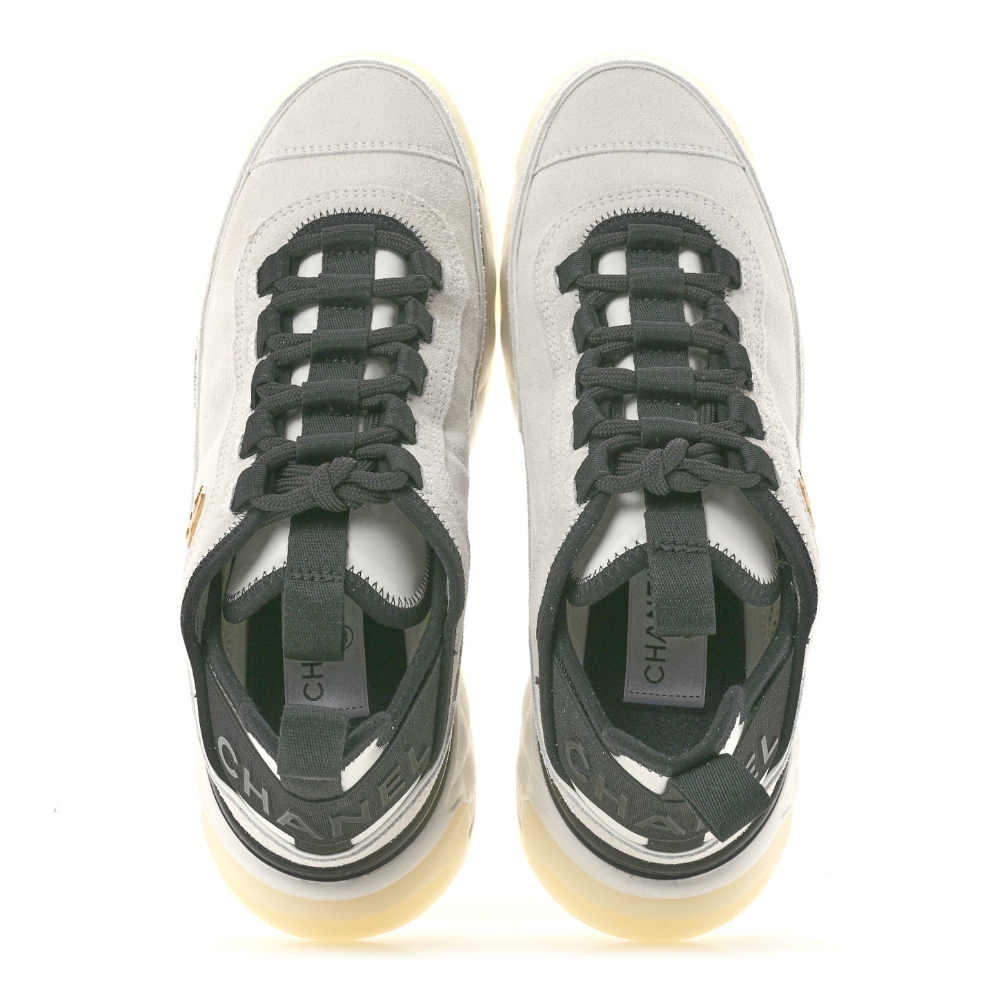 Suede Calfskin Nylon Grosgrain CC Sneakers 38 White