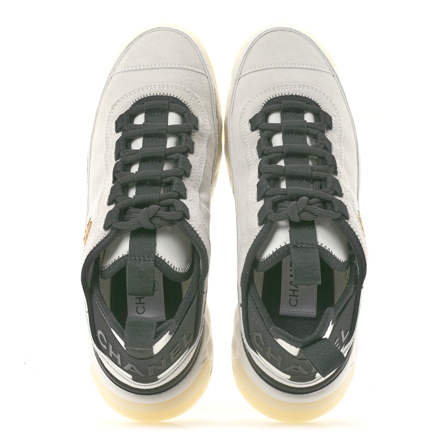 Chanel Suede Calfskin Nylon Grosgrain CC Sneakers 38 White 2 of 9
