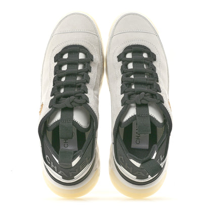 Chanel Suede Calfskin Nylon Grosgrain CC Sneakers 38 White 2 of 9