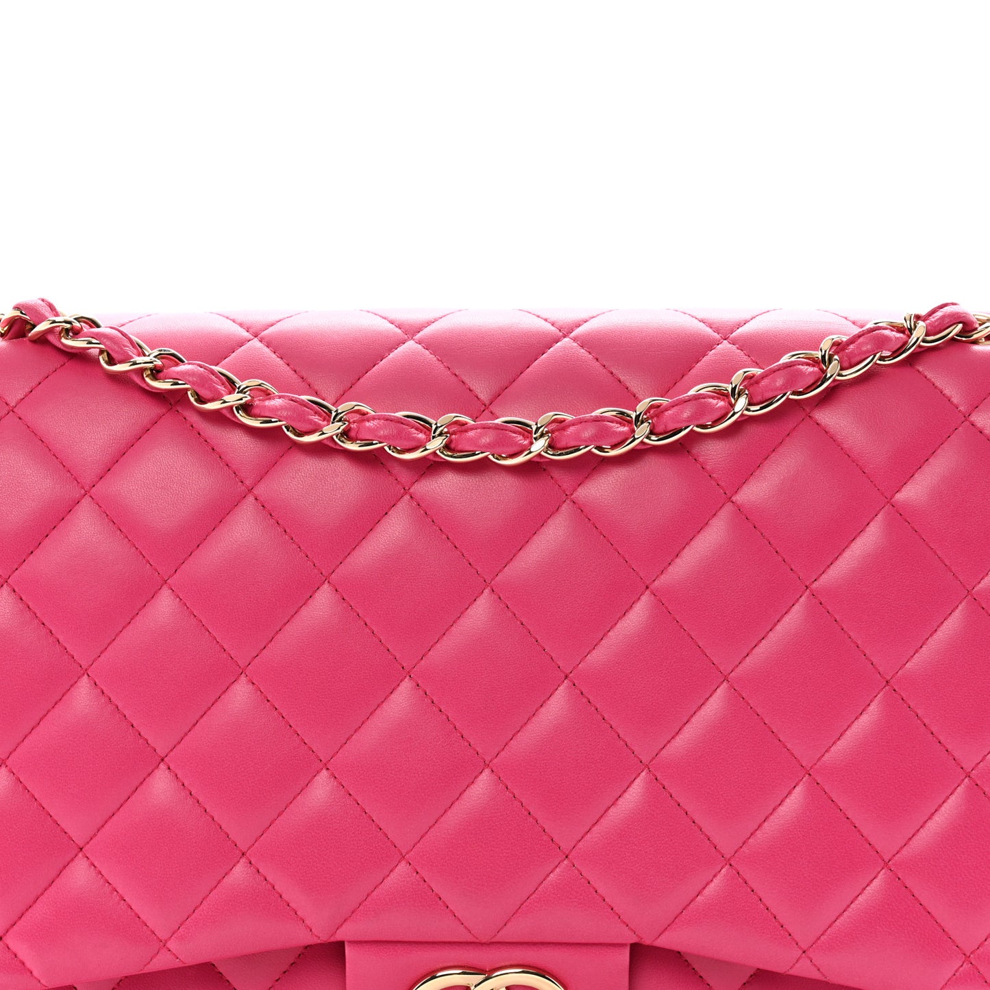 Lambskin Quilted Maxi Double Flap Fuchsia