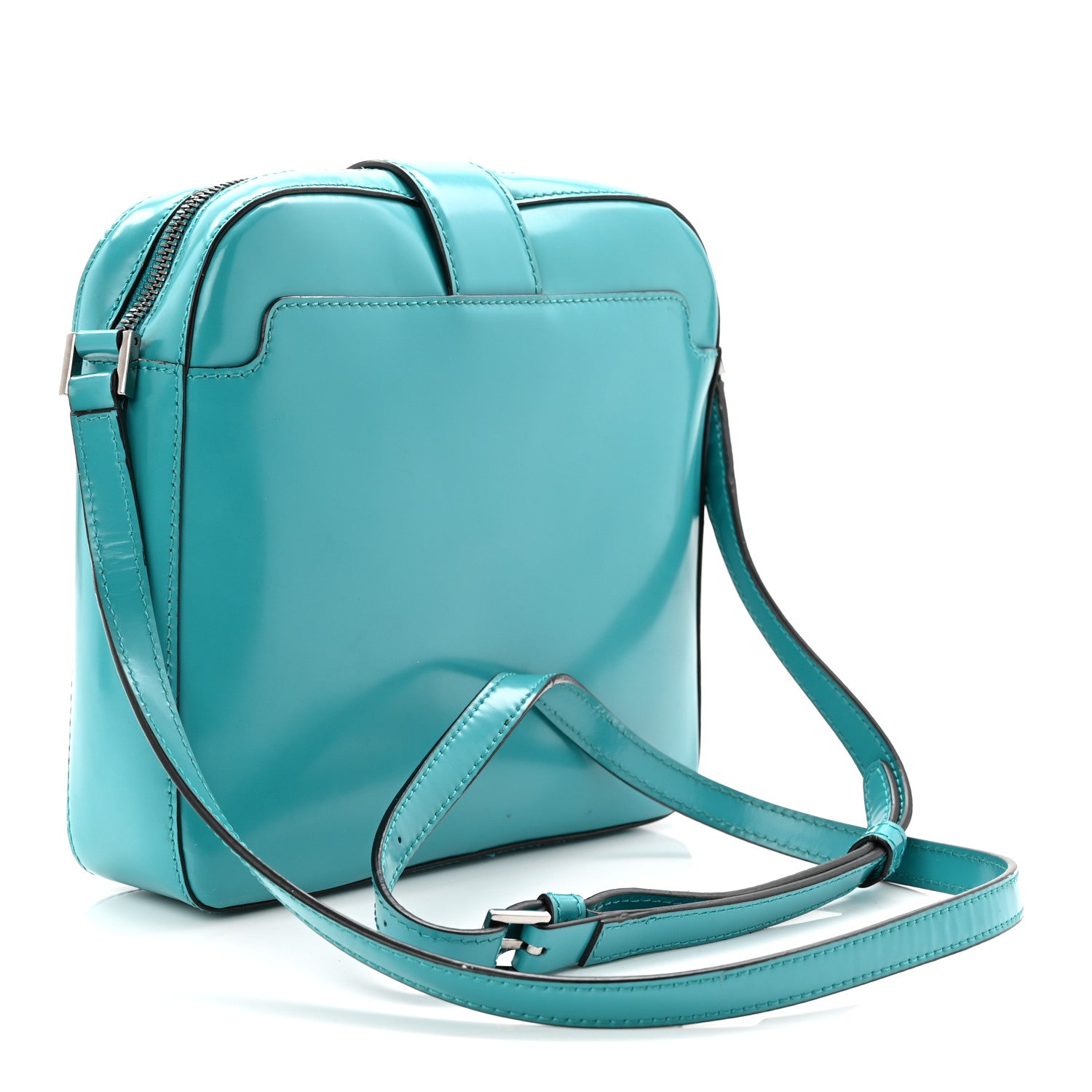Versace Shiny Calfskin V Greca Messenger Bag Teal 3 of 10