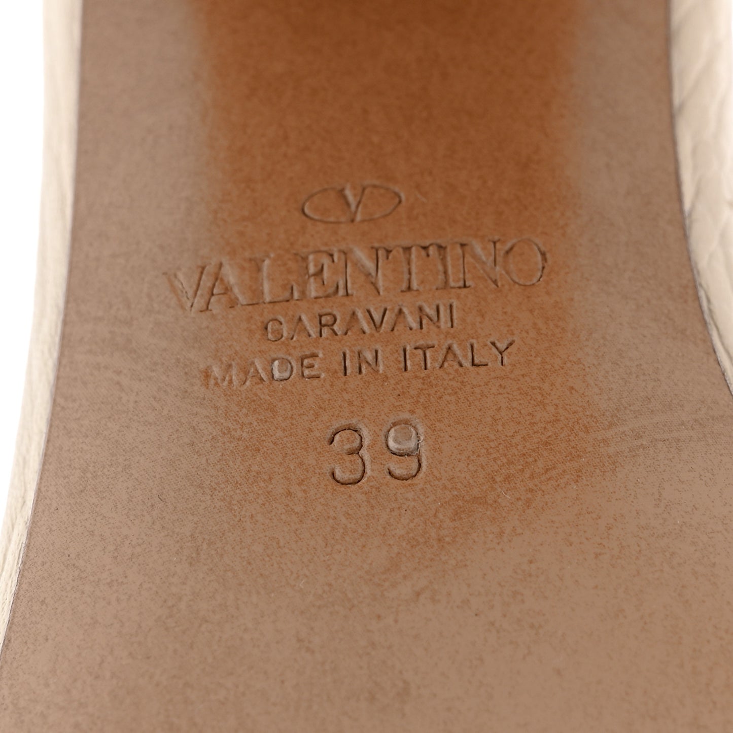Grained Calfskin Roman Stud Ankle Strap 75mm Sandals 39 Light Ivory