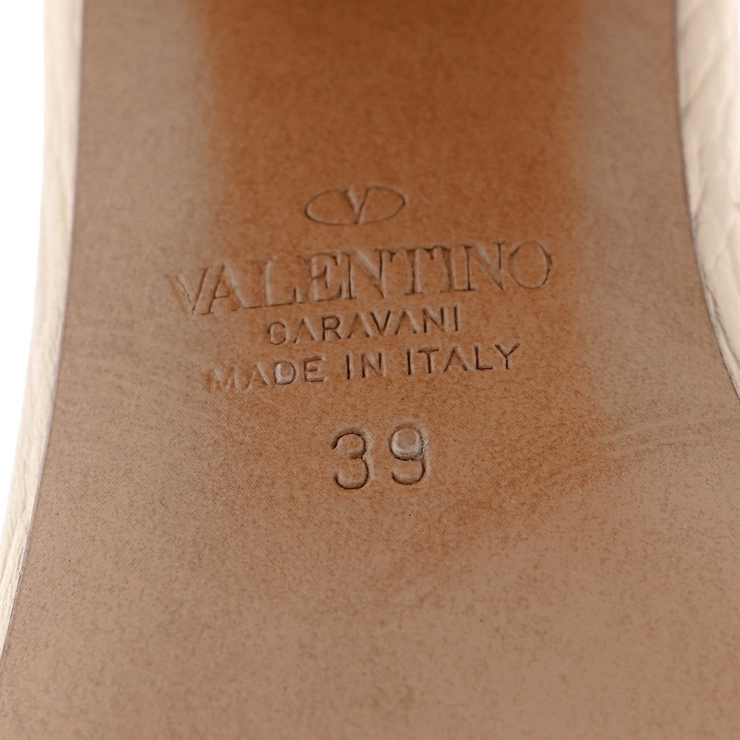 Valentino Garavani Grained Calfskin Roman Stud Ankle Strap 75mm Sandals 39 Light Ivory 6 of 10