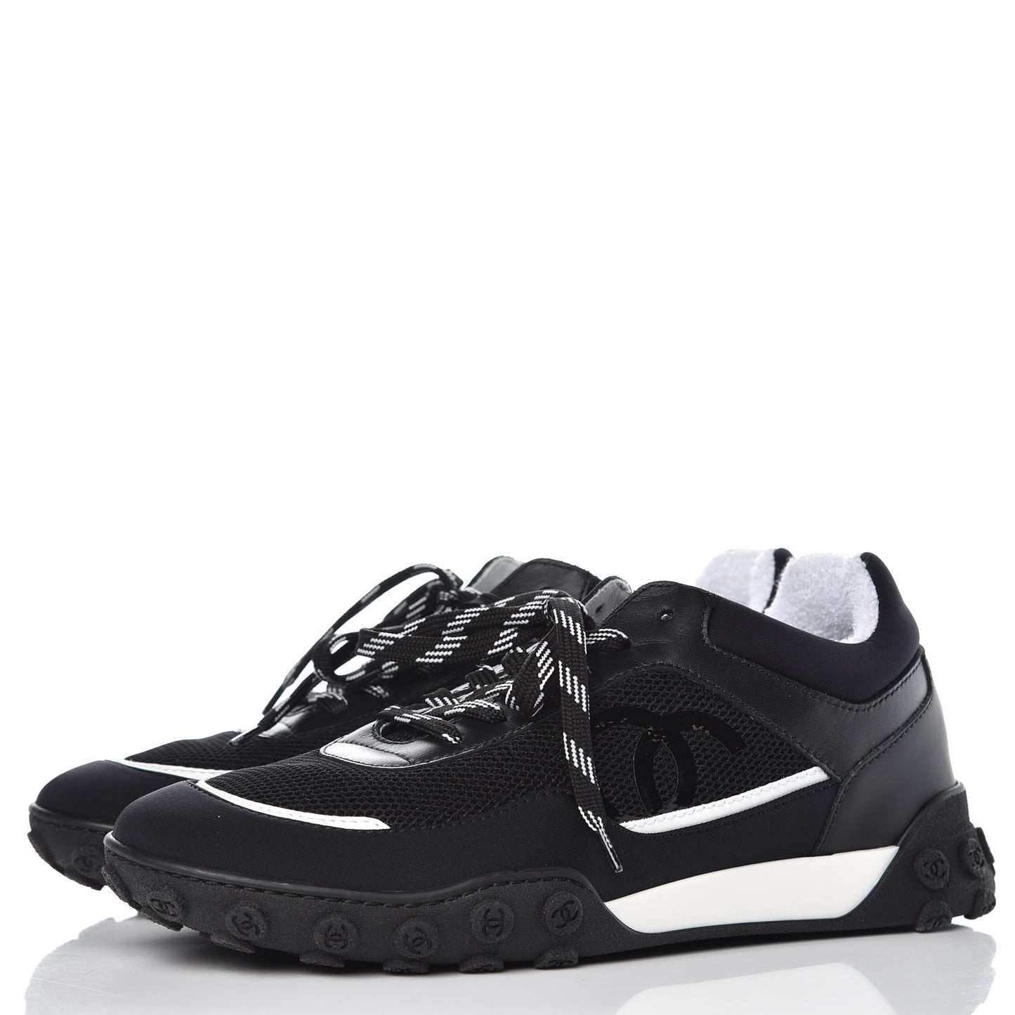 Calfskin Mesh Sneakers 38.5 Black