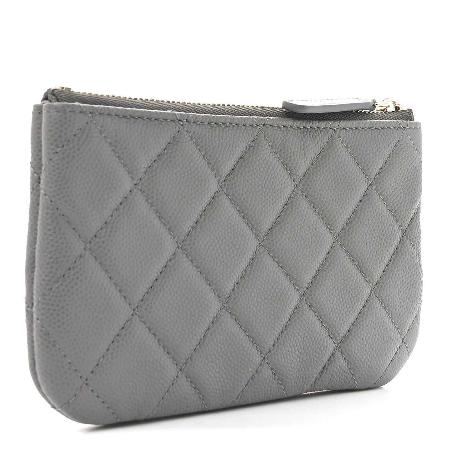 Caviar Quilted Small Cosmetic Case Grey