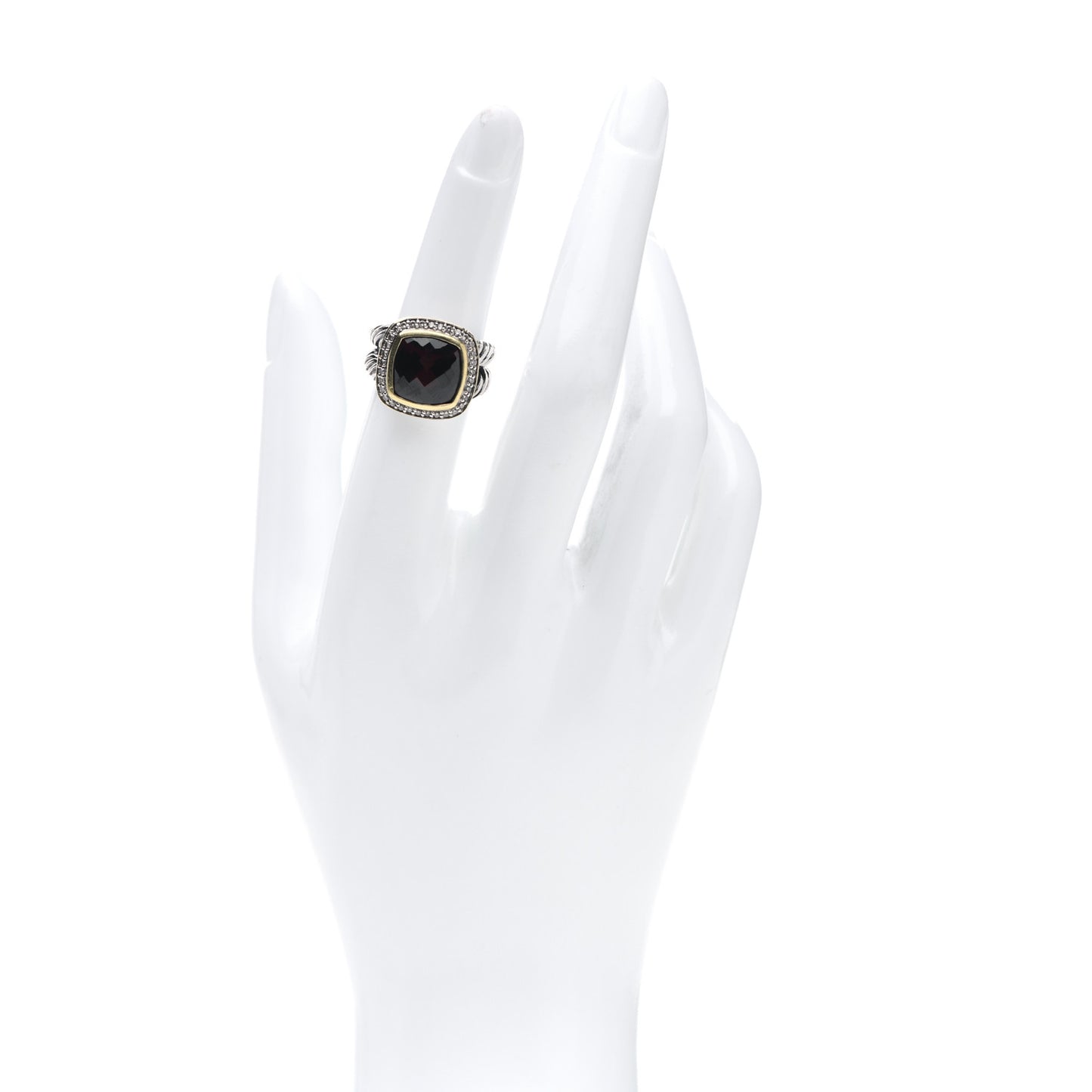 Sterling Silver 18K Yellow Gold Diamond Garnet 11mm Albion Ring 52 6