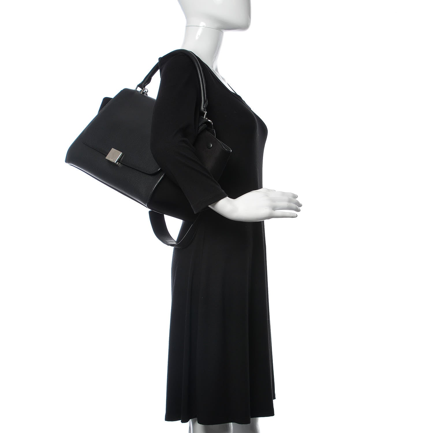 Celine Drummed Calfskin Suede Medium Trapeze Black 3 of 10
