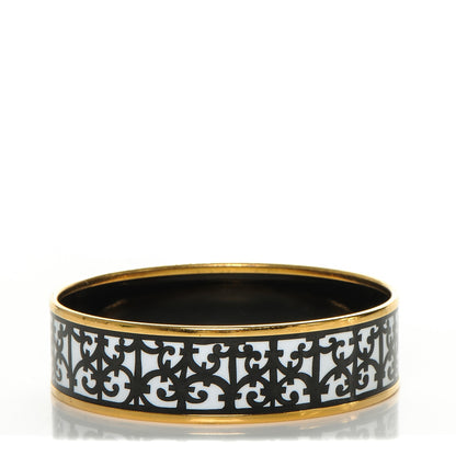 Hermes Enamel Printed Wide Balcons du Guadalquivir Bracelet 65 Black 3 of 5