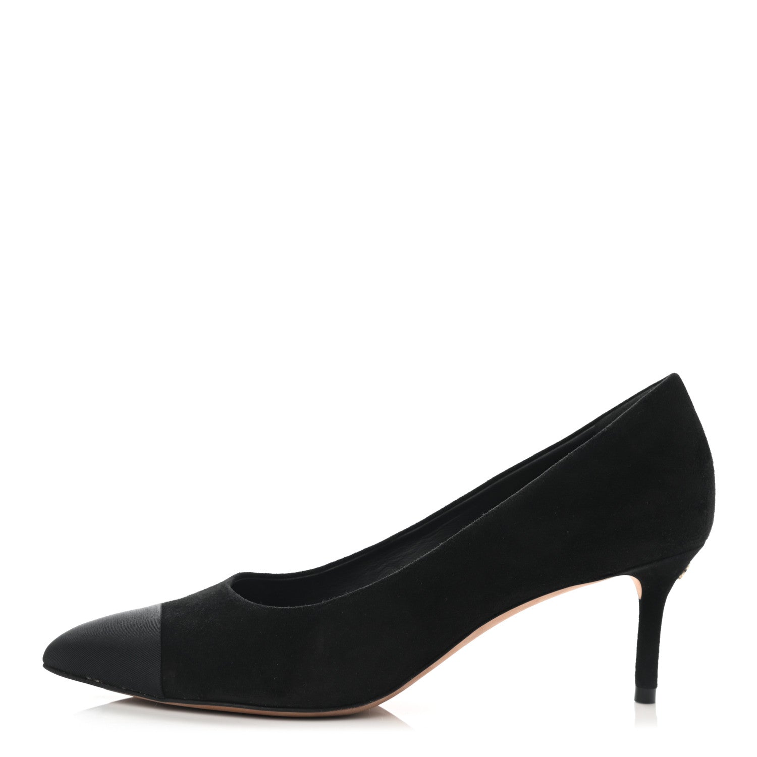 Chanel Suede Grosgrain Cap Toe Pumps 37.5 Black 1 of 8