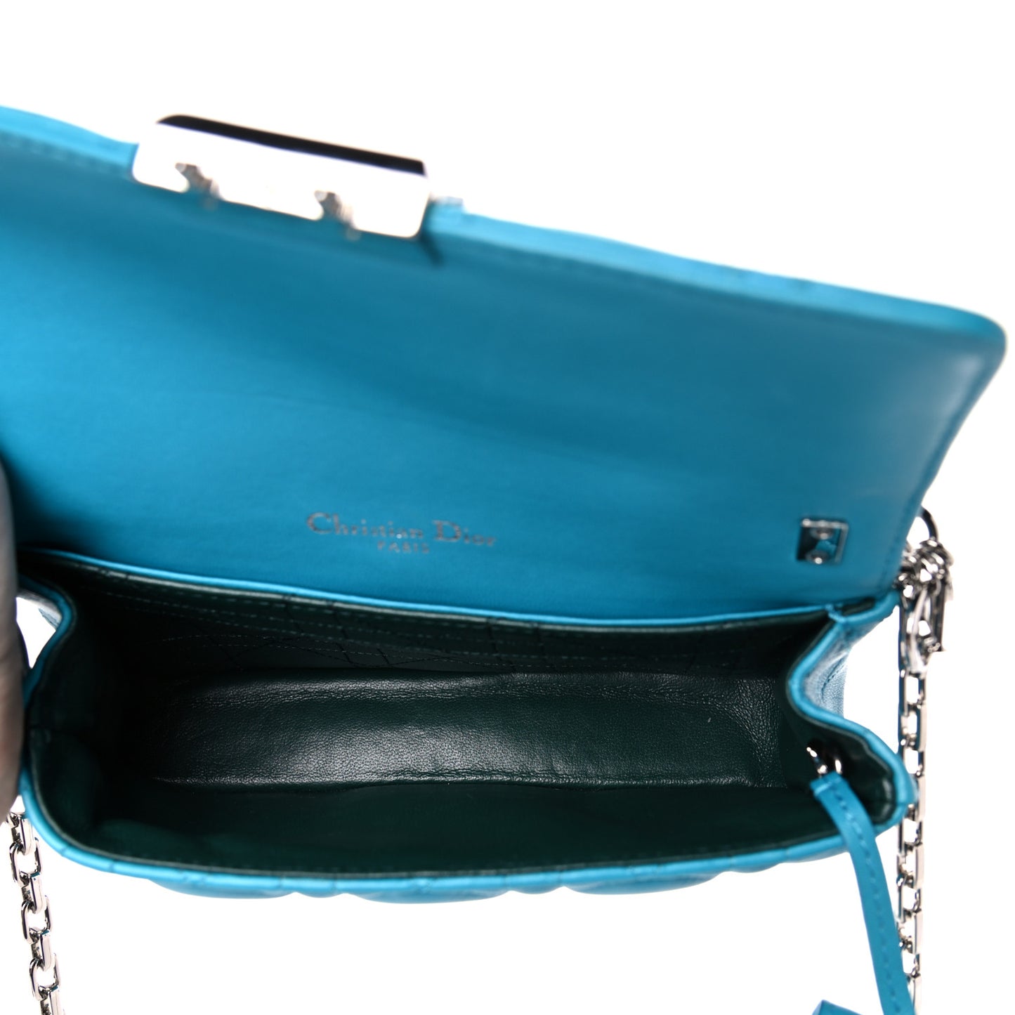 Lambskin Cannage Mini New Lock Pouch Blue