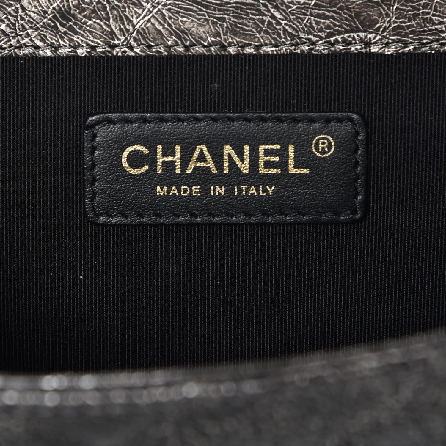 Chanel Cracked Metallic Calfskin Quilted Zip Away Chain Clutch Dark Silver 6 of 8