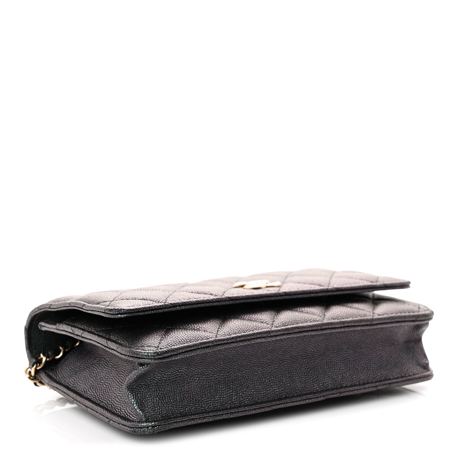 Chanel Iridescent Caviar Quilted Wallet on Chain WOC Dark Blue 4 of 11