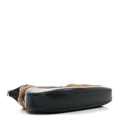 Gucci Straw Lux Boarded Dyana Lux Calfskin Small Jackie 1961 Hobo Natural Blue 4 of 11