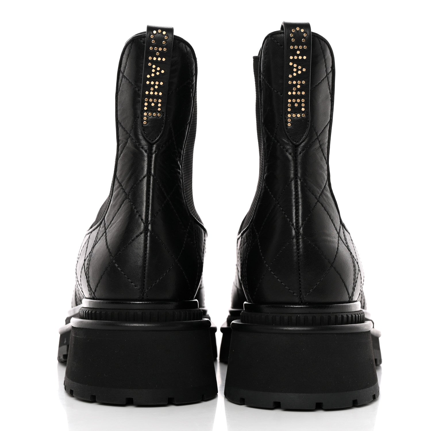 Chanel Calfskin Patent Cap Toe Quilted Short Boots 39.5 Black 4 of 11