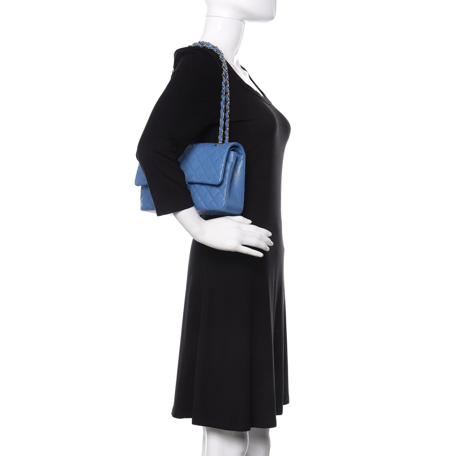 Chanel Caviar Quilted Medium Double Flap Blue 2 of 10