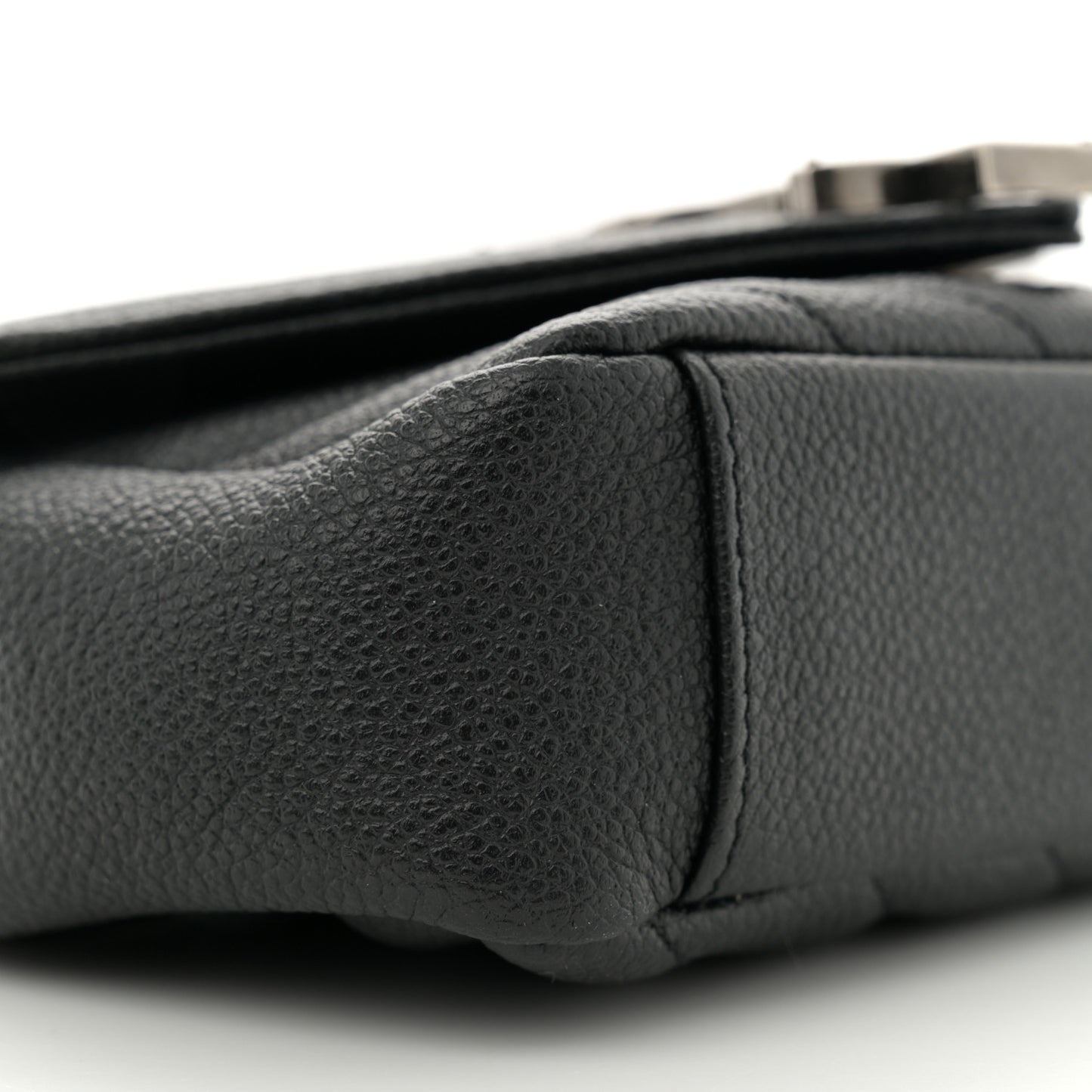 Grained Calfskin Matelasse Chevron Classic Monogram Baby Chain Bag Black