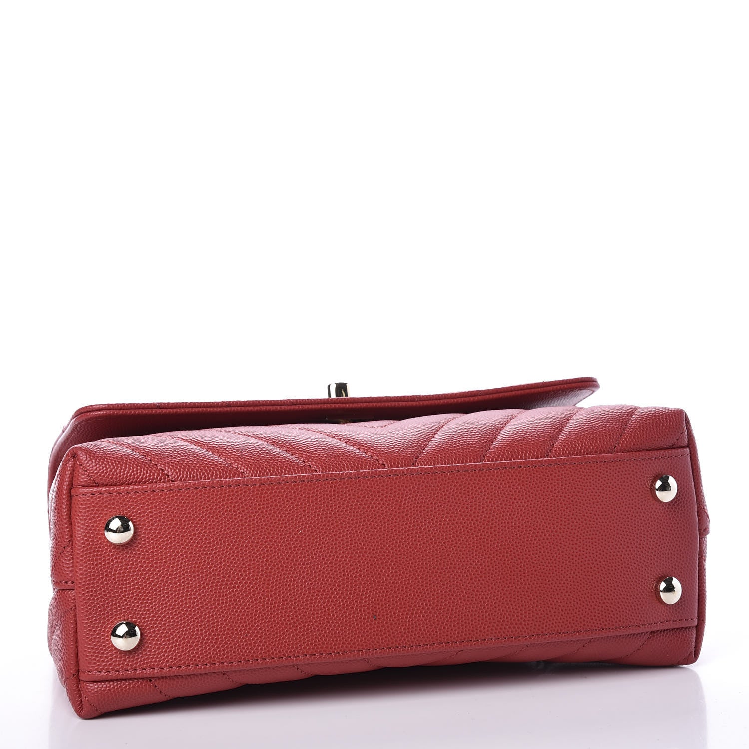 Chanel Caviar Chevron Quilted Mini Coco Handle Flap Red 3 of 10