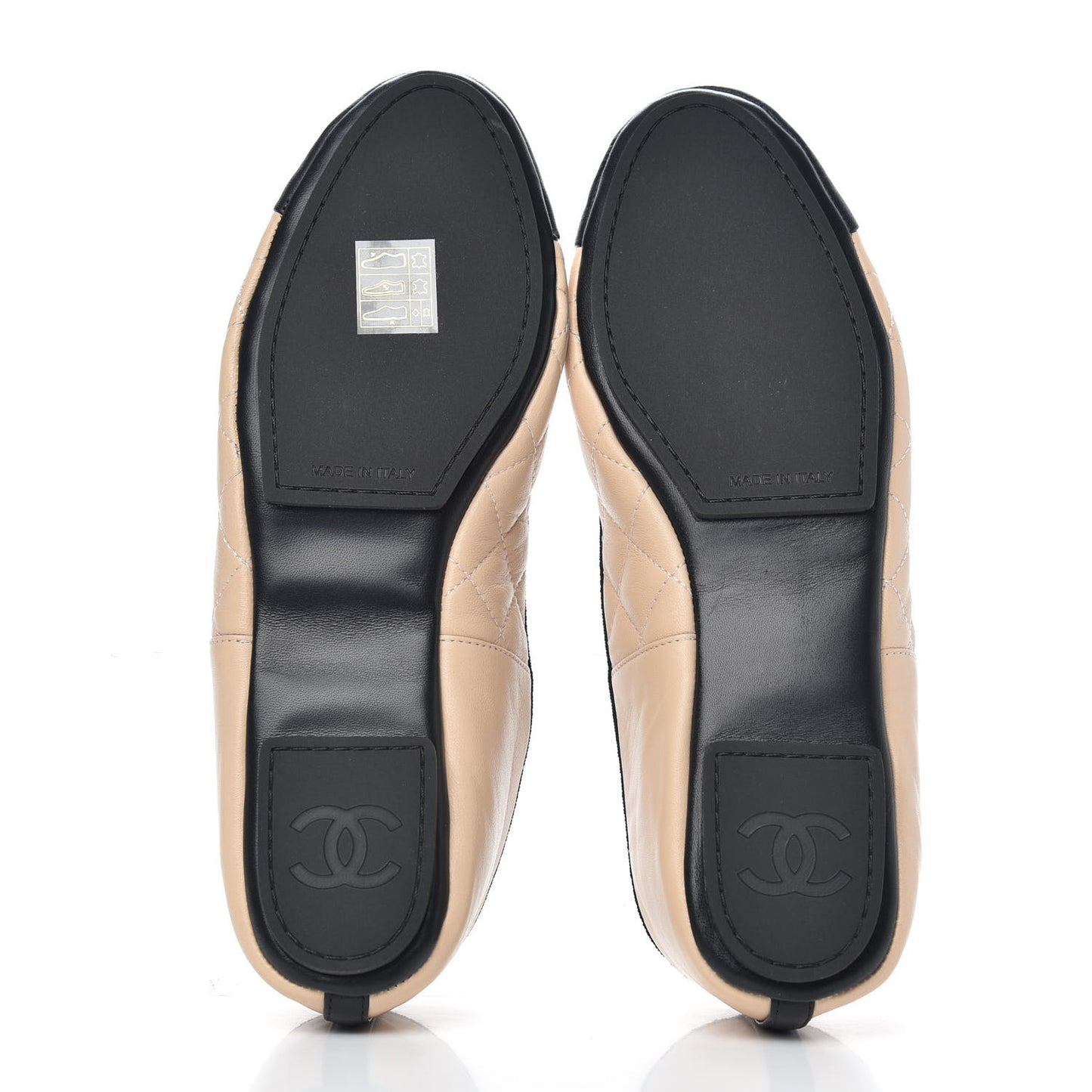Lambskin Quilted Cap Toe Slipper With Pouch 36 Beige Black