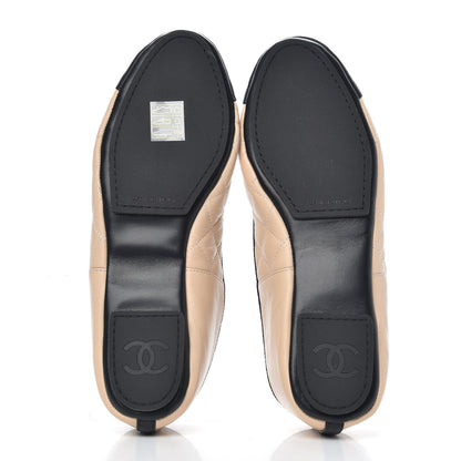 Chanel Lambskin Quilted Cap Toe Slipper With Pouch 36 Beige Black 5 of 10