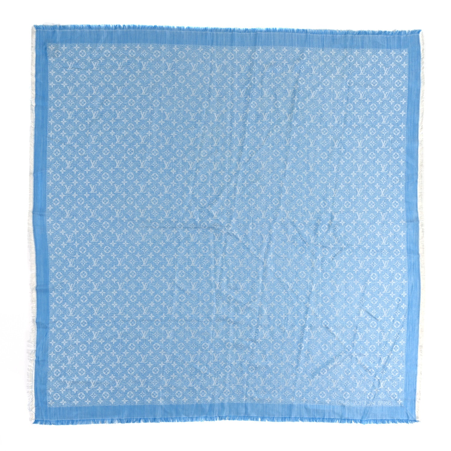 Louis Vuitton Silk Wool Monogram Infra Shawl Blue 1 of 3