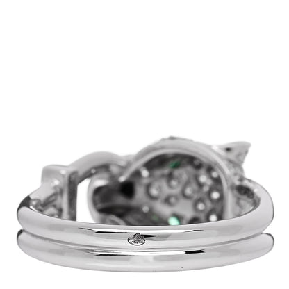 Cartier 18K White Gold Diamond Emerald Black Onyx Panthere de Cartier Ring 52 6 4 of 6
