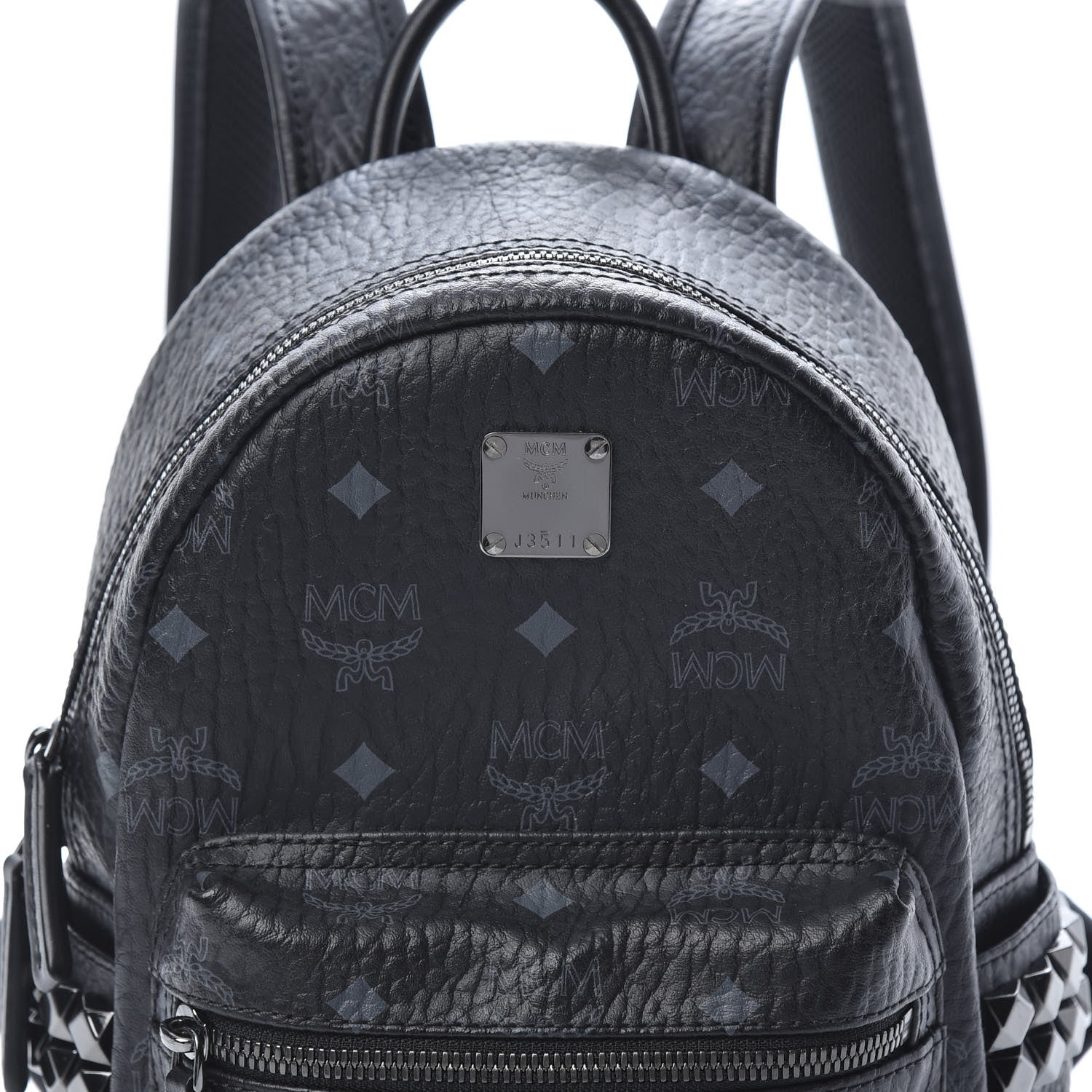 MCM Visetos Side Stud Mini Stark Backpack Black 7 of 9