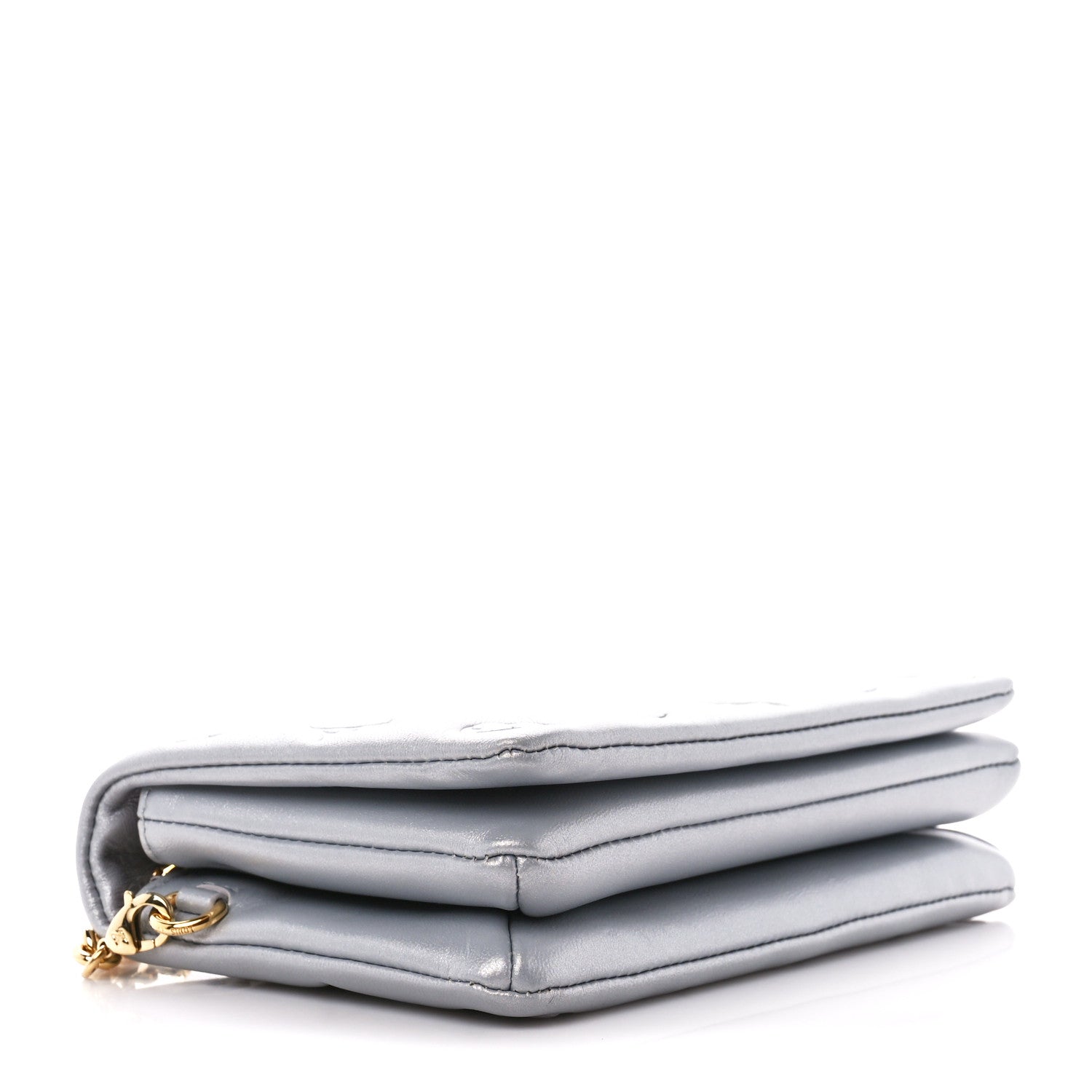 Louis Vuitton Metallic Lambskin Embossed Monogram Pochette Coussin Silver 4 of 10
