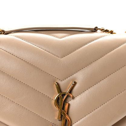 Saint Laurent Calfskin Y Quilted Monogram Medium Loulou Chain Satchel Nude Powder 7 of 9