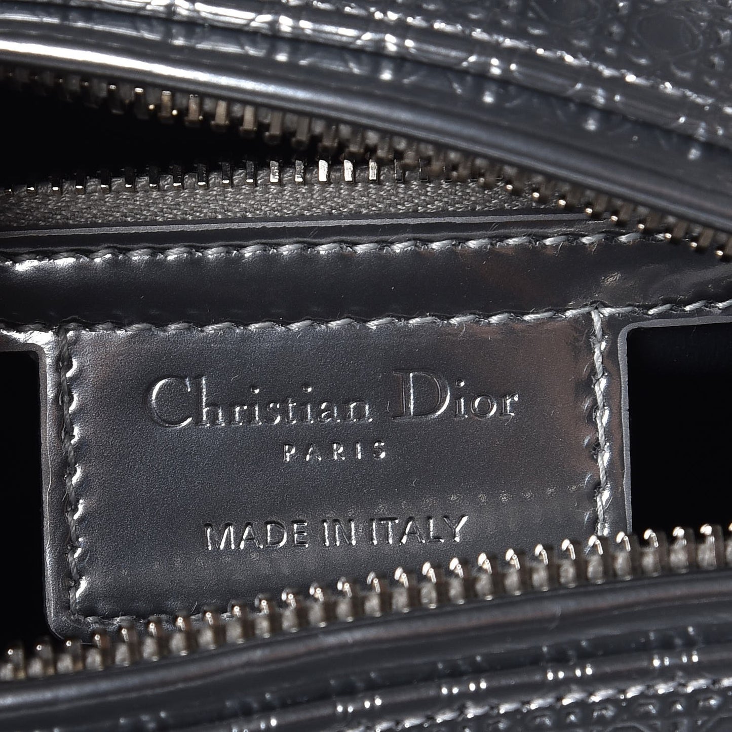 Metallic Patent Micro-Cannage Medium Lady Dior Silver