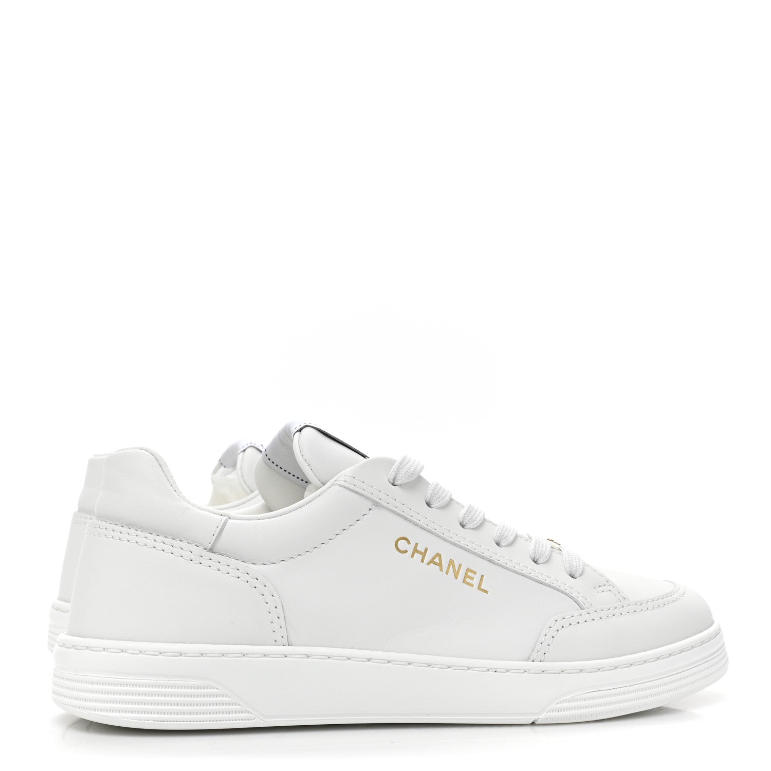 Chanel Calfskin Womens CC Logo Sneakers 38 White 4 of 9
