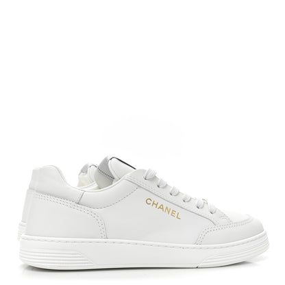 Chanel Calfskin Womens CC Logo Sneakers 38 White 4 of 9