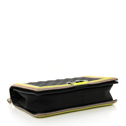 Chanel Canvas Quilted New Medium Fluo Boy Flap Black Grey Yellow 4 of 12