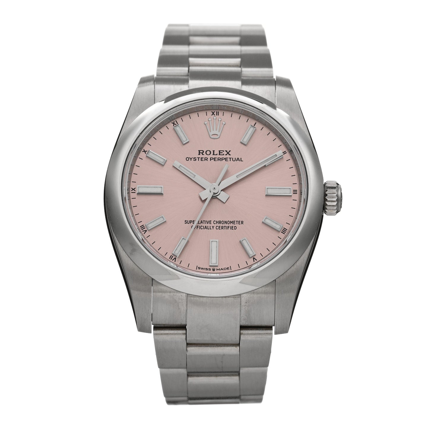 Stainless Steel 34mm Oyster Perpetual Watch Pink 124200
