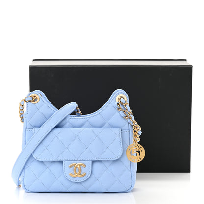 Chanel Caviar Quilted Small Wavy CC Hobo Light Blue 13 of 13