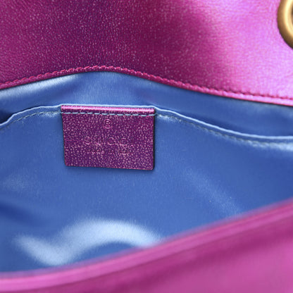 Gucci Metallic Calfskin Matelasse Mini GG Marmont Shoulder Bag Fuchsia 6 of 10