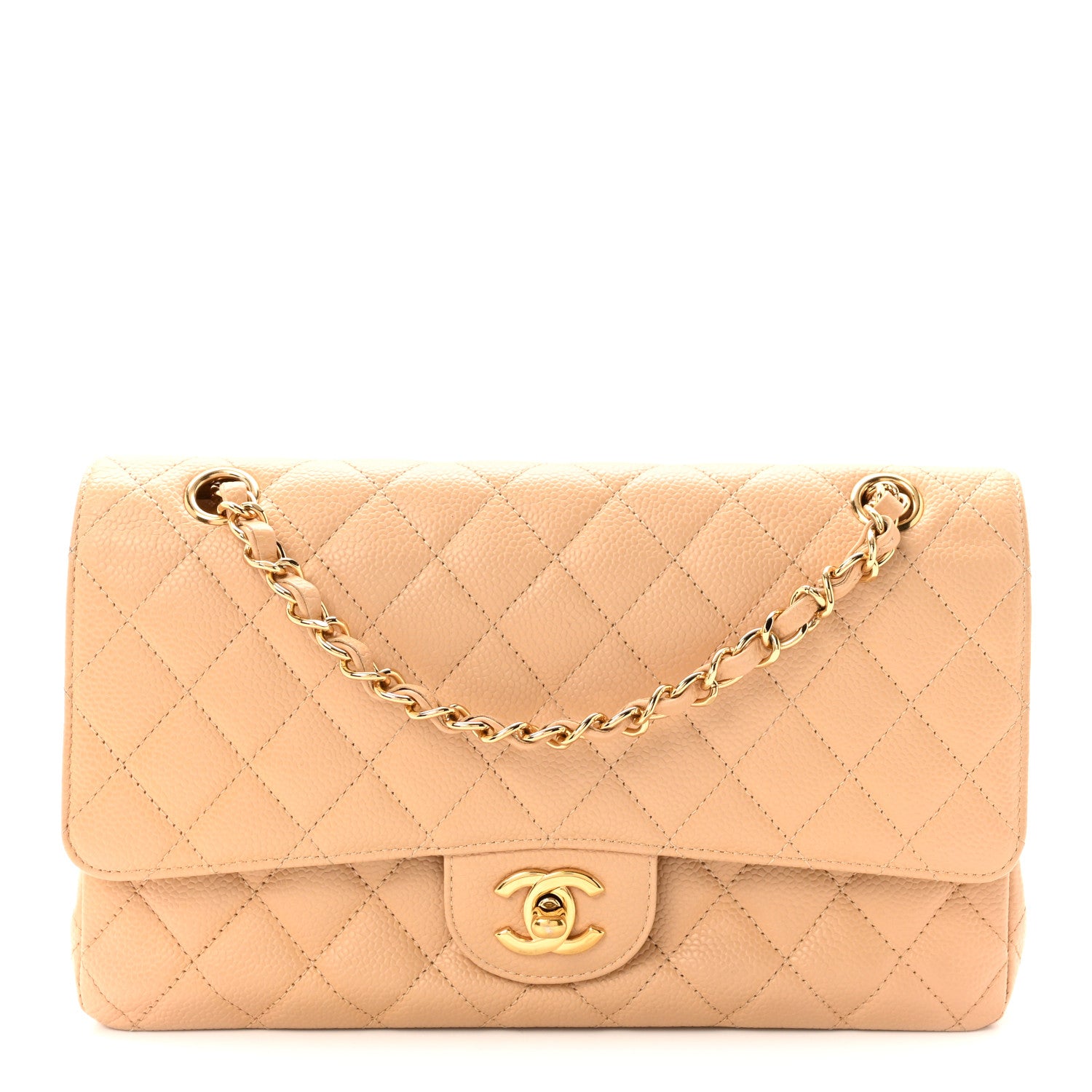 Chanel Caviar Quilted Medium Double Flap Beige 1 of 10