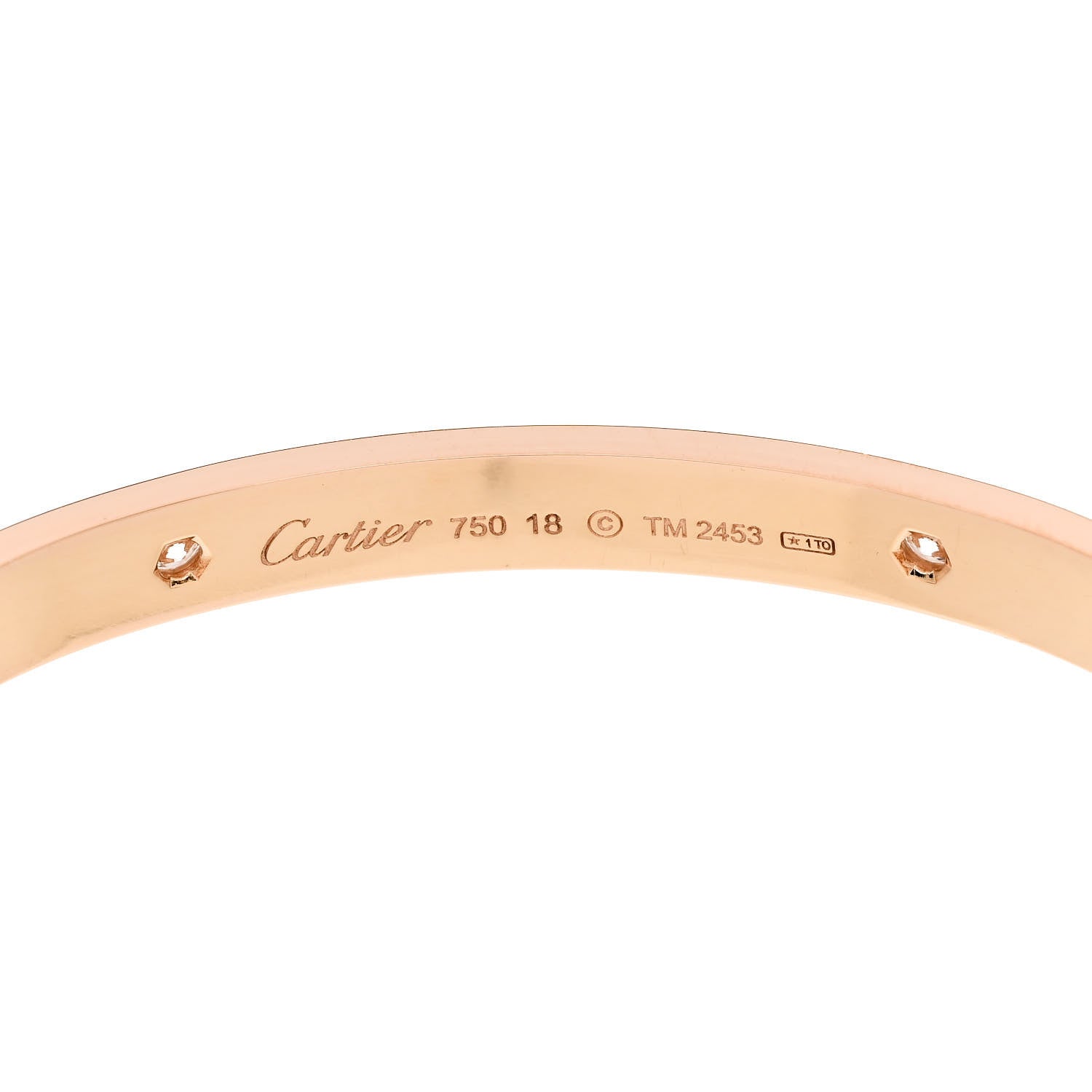 Cartier 18K Pink Gold 4 Diamond LOVE Bracelet 18 6 of 8