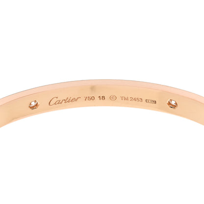 Cartier 18K Pink Gold 4 Diamond LOVE Bracelet 18 6 of 8