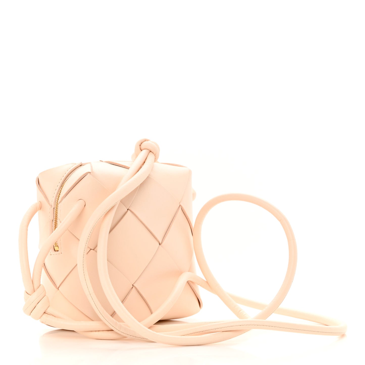 Lambskin Maxi Intrecciato Mini Cassette Camera Bag Macaroon