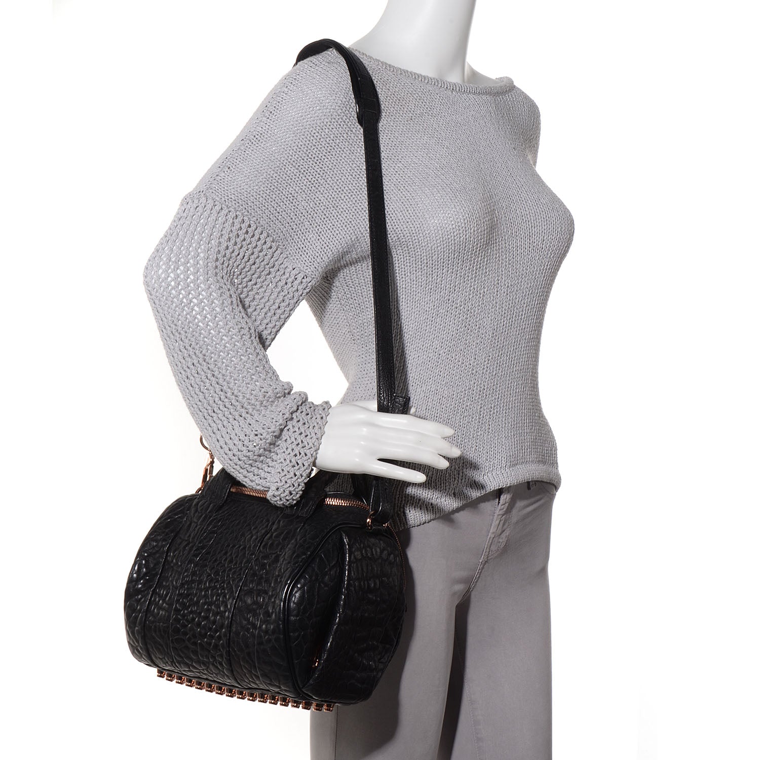 Alexander Wang Pebbled Lambskin Rockie Black w Rose Gold Hardware 2 of 8