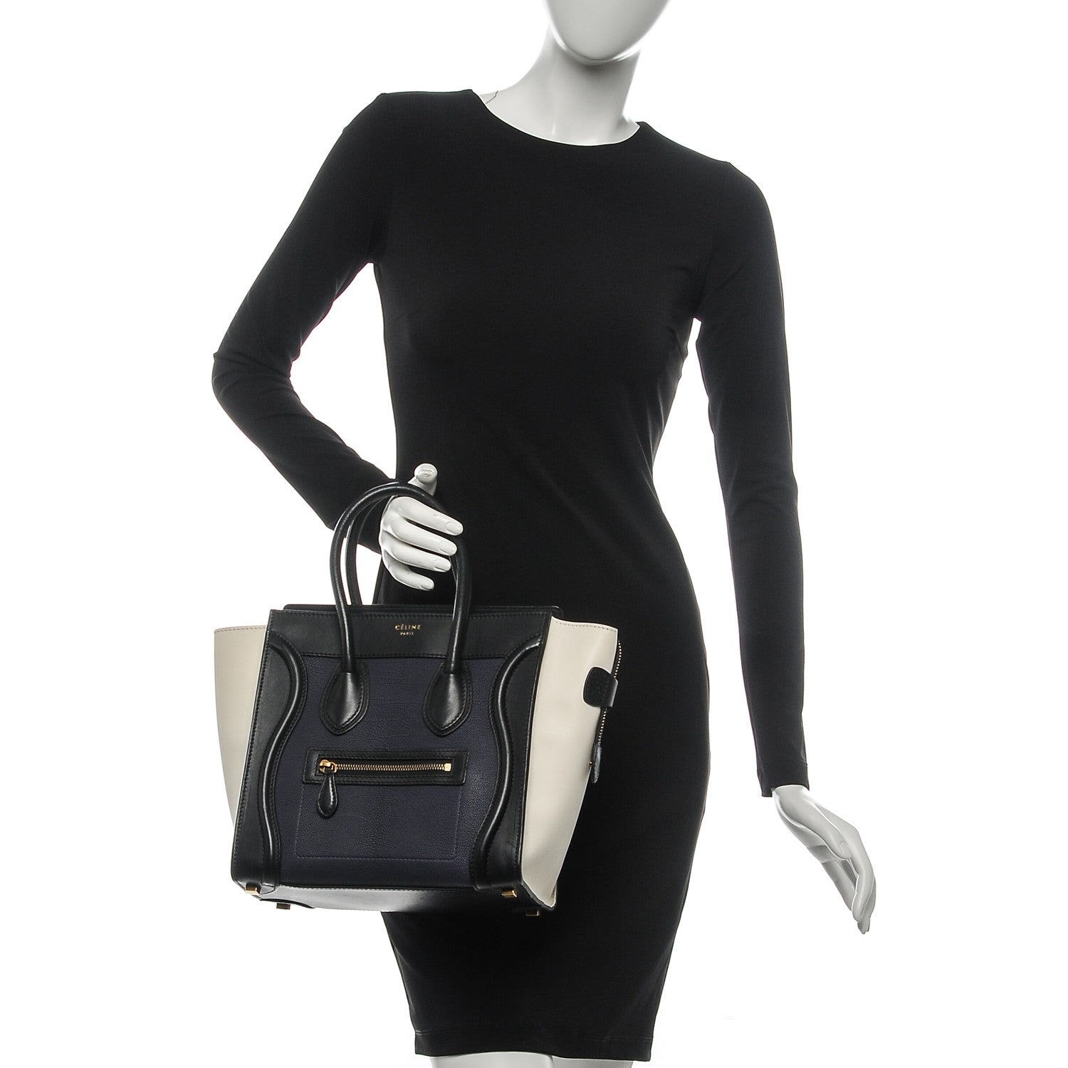 Celine Textured Calfskin Micro Tri-Color Luggage Navy Blue 2 of 8