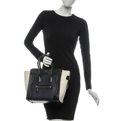 Celine Textured Calfskin Micro Tri-Color Luggage Navy Blue 2 of 8