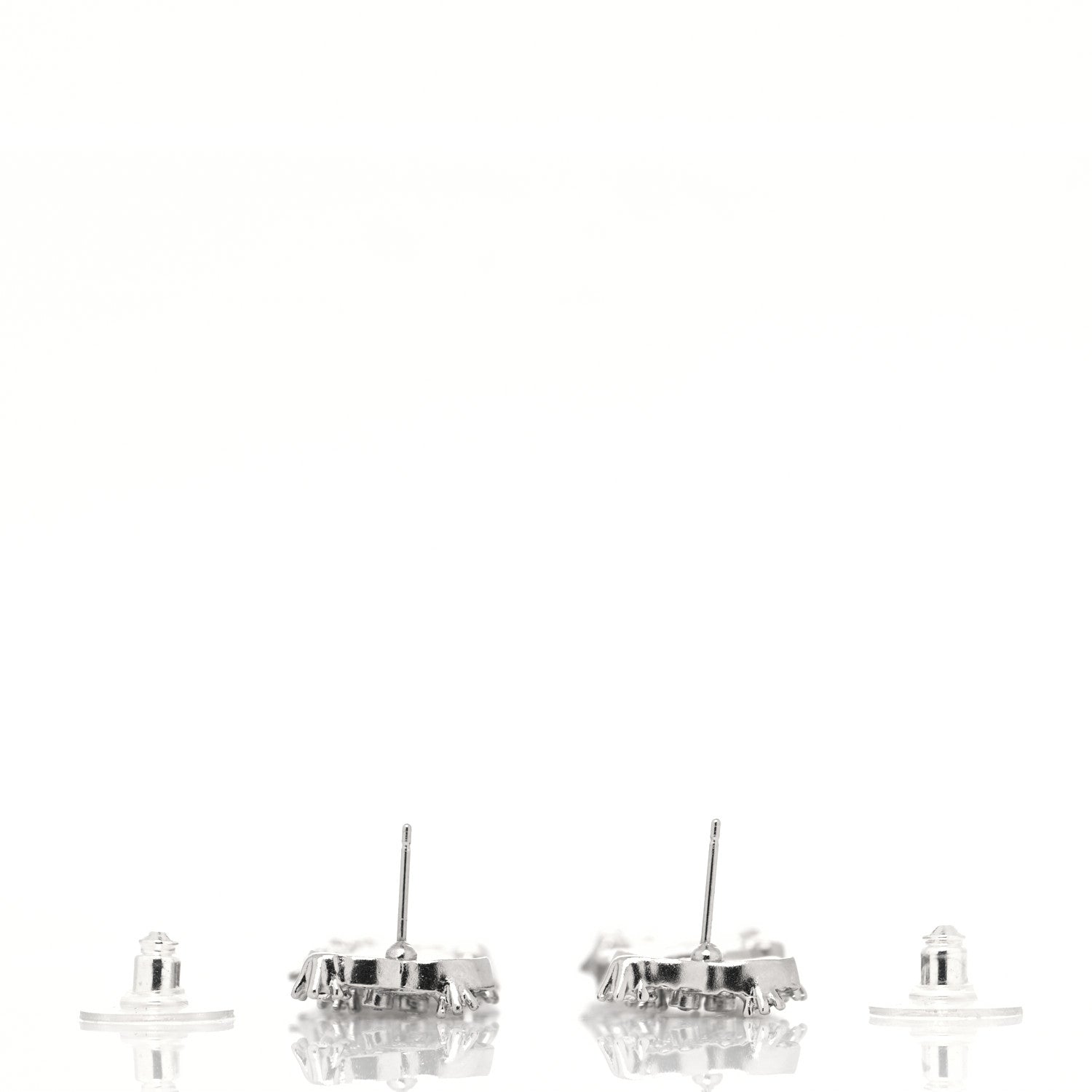 Chanel Crystal Cha-Nel Logo Drop Earrings Silver 3 of 4