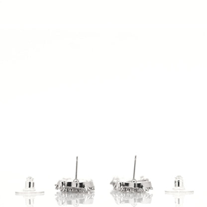 Chanel Crystal Cha-Nel Logo Drop Earrings Silver 3 of 4