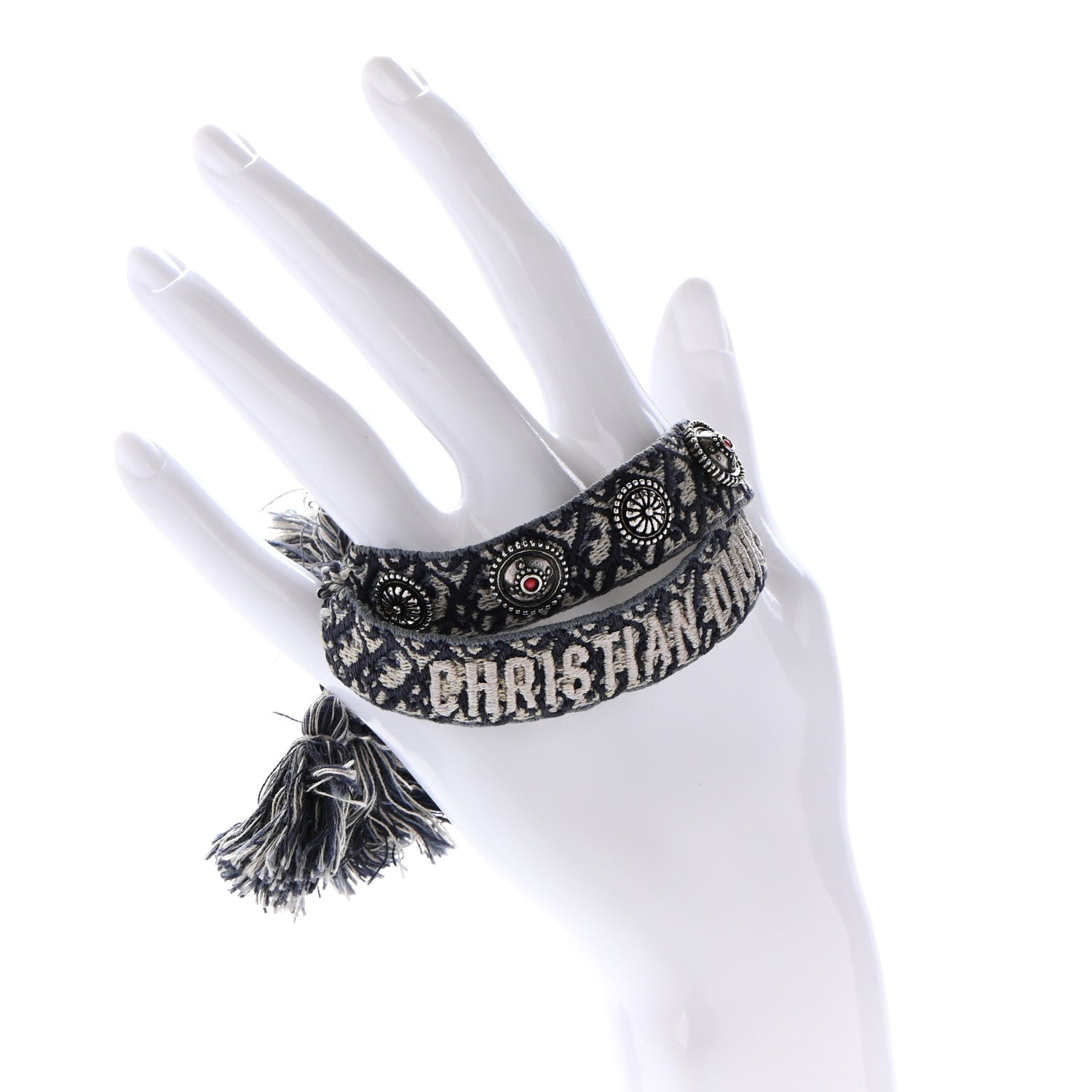 Christian Dior Woven Cotton Oblique J'Adior Friendship Bracelet Set Blue 2 of 4