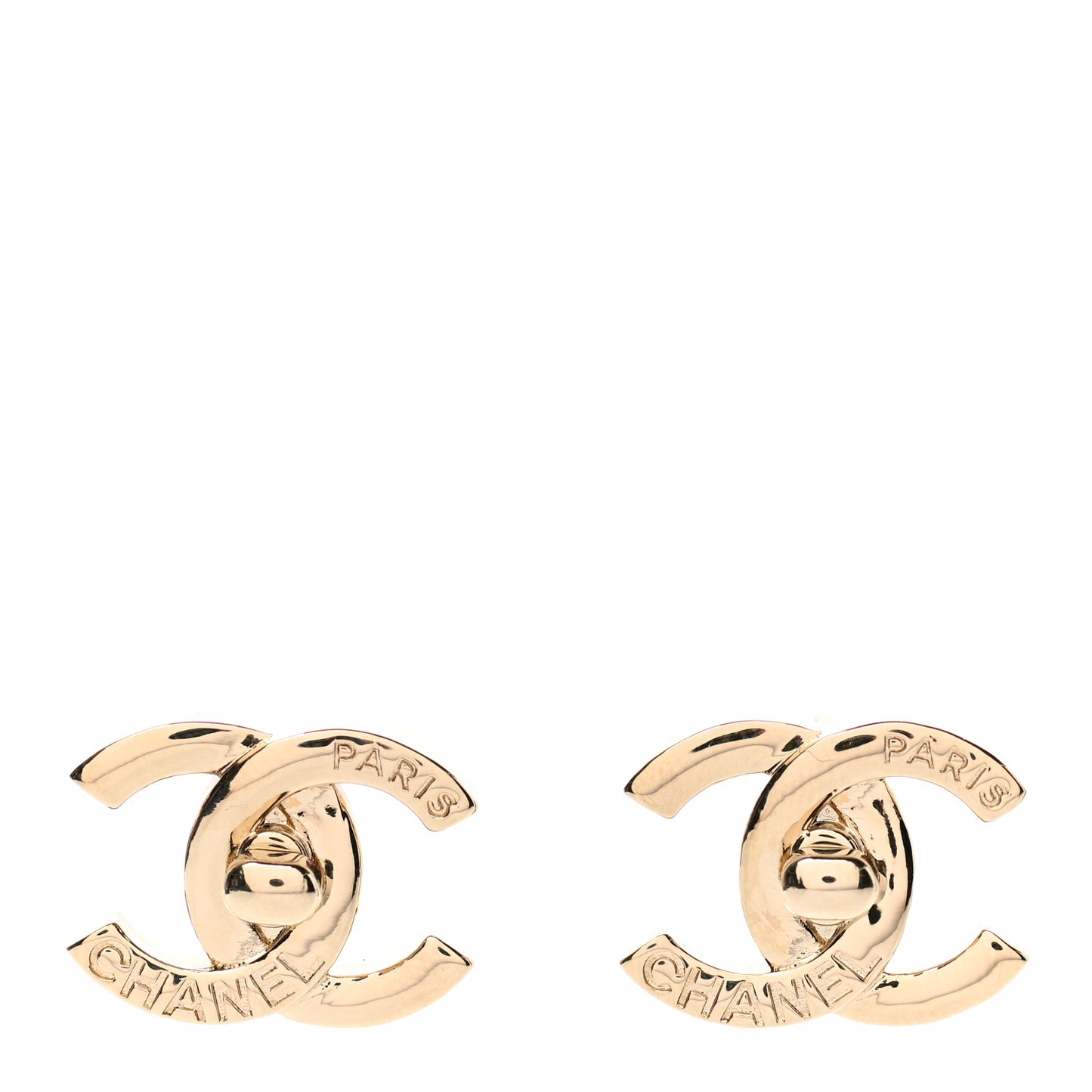 Metal Logo CC Turnlock Earrings Gold